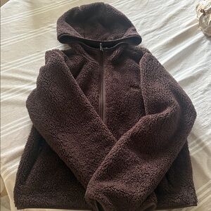 TNA Chocolate Brown Teddy jacket/ zip up hoodie Size M